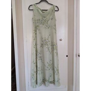 Sage Green Floral Cowl Neck Maxi Dress Scarf Wedding Guest Fairy Garden Romantic